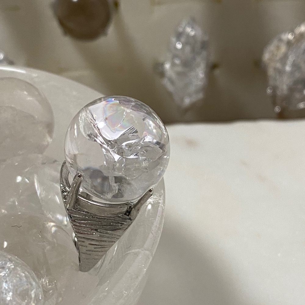 Clear Quartz Sphere Ring | Crystal Ball Statement… - image 3